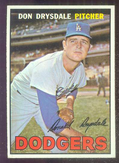 1967 Topps #.55 Don Drysdale [#a] (Dodgers) Baseball cards value