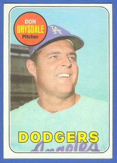 1969 Topps #400 Don Drysdale [#b] (Dodgers) Baseball cards value