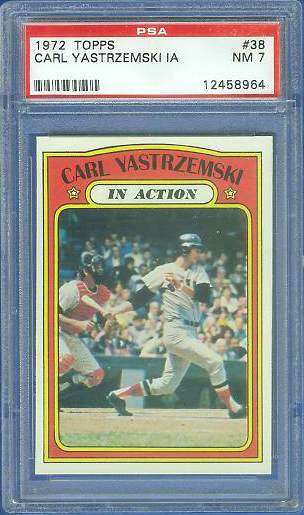 1972 Topps #.38 Carl Yastrzemski In-Action [PSA] (Red Sox) Baseball cards