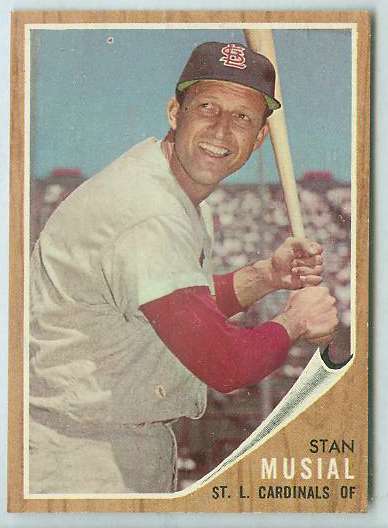 1962 Topps #.50 Stan Musial [#a] (Cardinals) Baseball cards value
