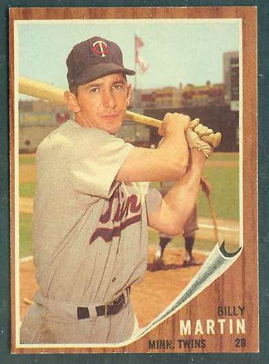 1962 Topps #208 Billy Martin [#a] (Twins) Baseball cards value