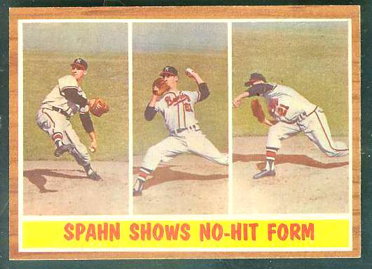 1962 Topps #312 Warren Spahn In-Action [#] (Braves) Baseball cards value