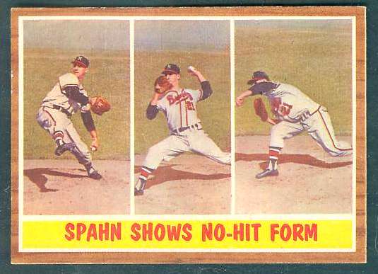 1962 Topps #312 Warren Spahn In-Action [#] (Braves) Baseball cards value