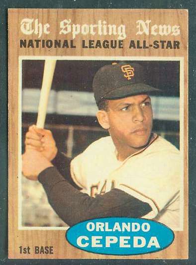 1962 Topps #390 Orlando Cepeda All-Star [#b] (Giants) Baseball cards value