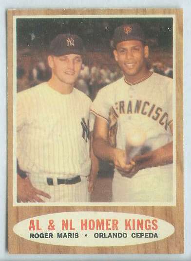 1962 Topps #401 'AL/NL HOMER KINGS' w/Orlando Cepeda/Roger Maris [#] Baseball cards value