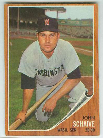 1962 Topps #529 John Schaive SHORT PRINT HIGH # (Senators) Baseball cards value