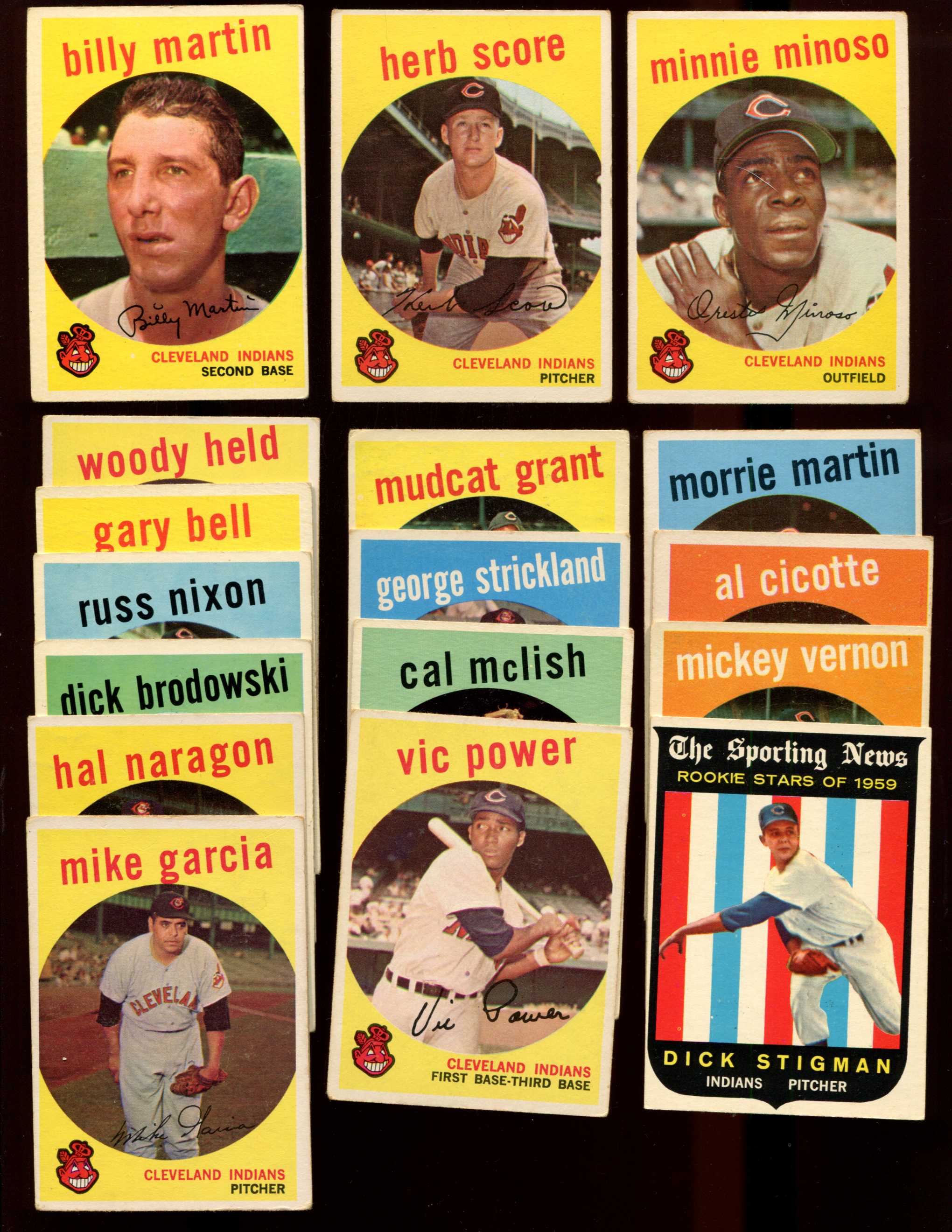 1959 Topps  - INDIANS Team Set (19) diff. with Rookie & HIGH Baseball cards value