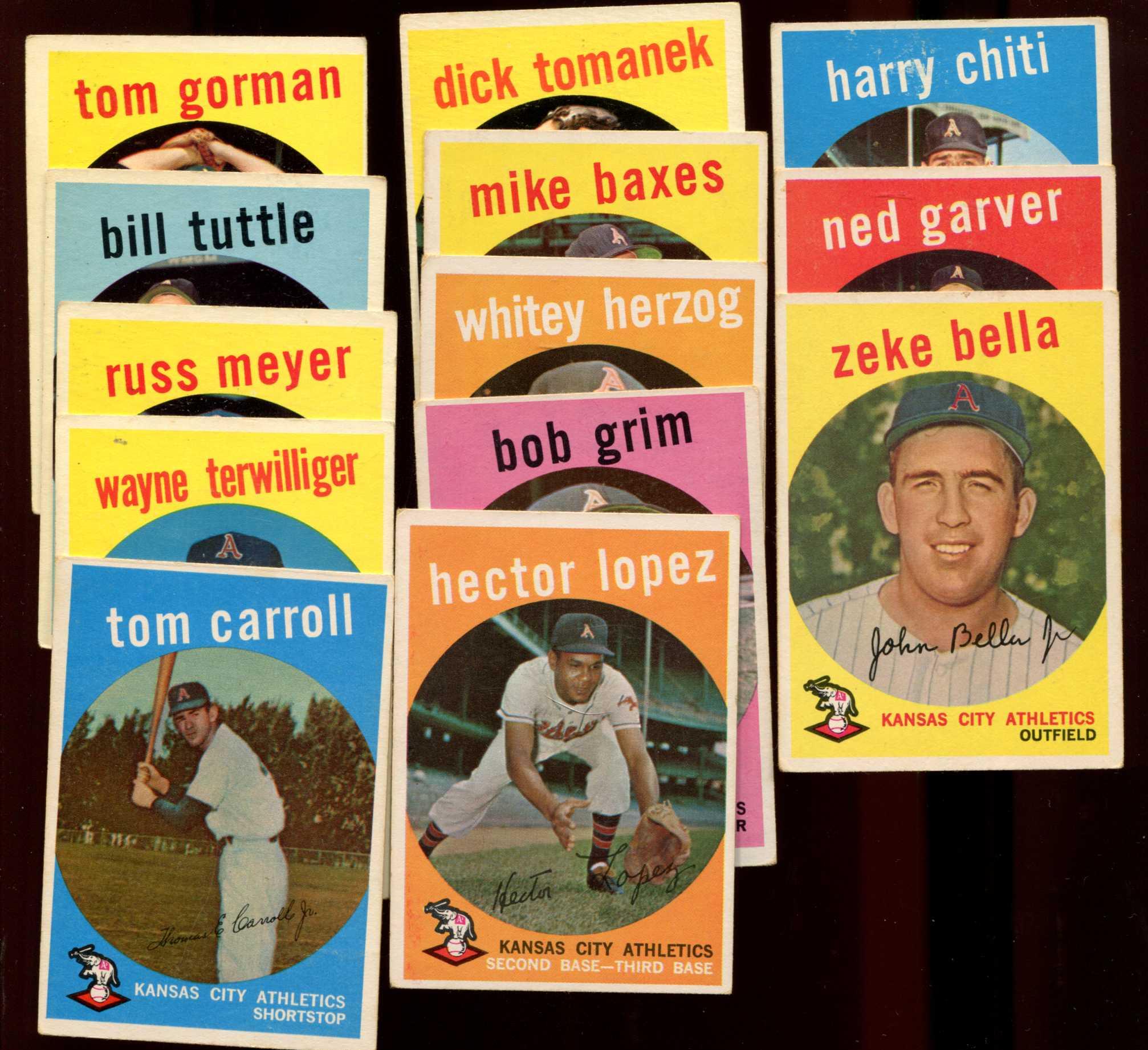 1959 Topps  - KANSAS CITY A's Team Set of (13) diff. Baseball cards value