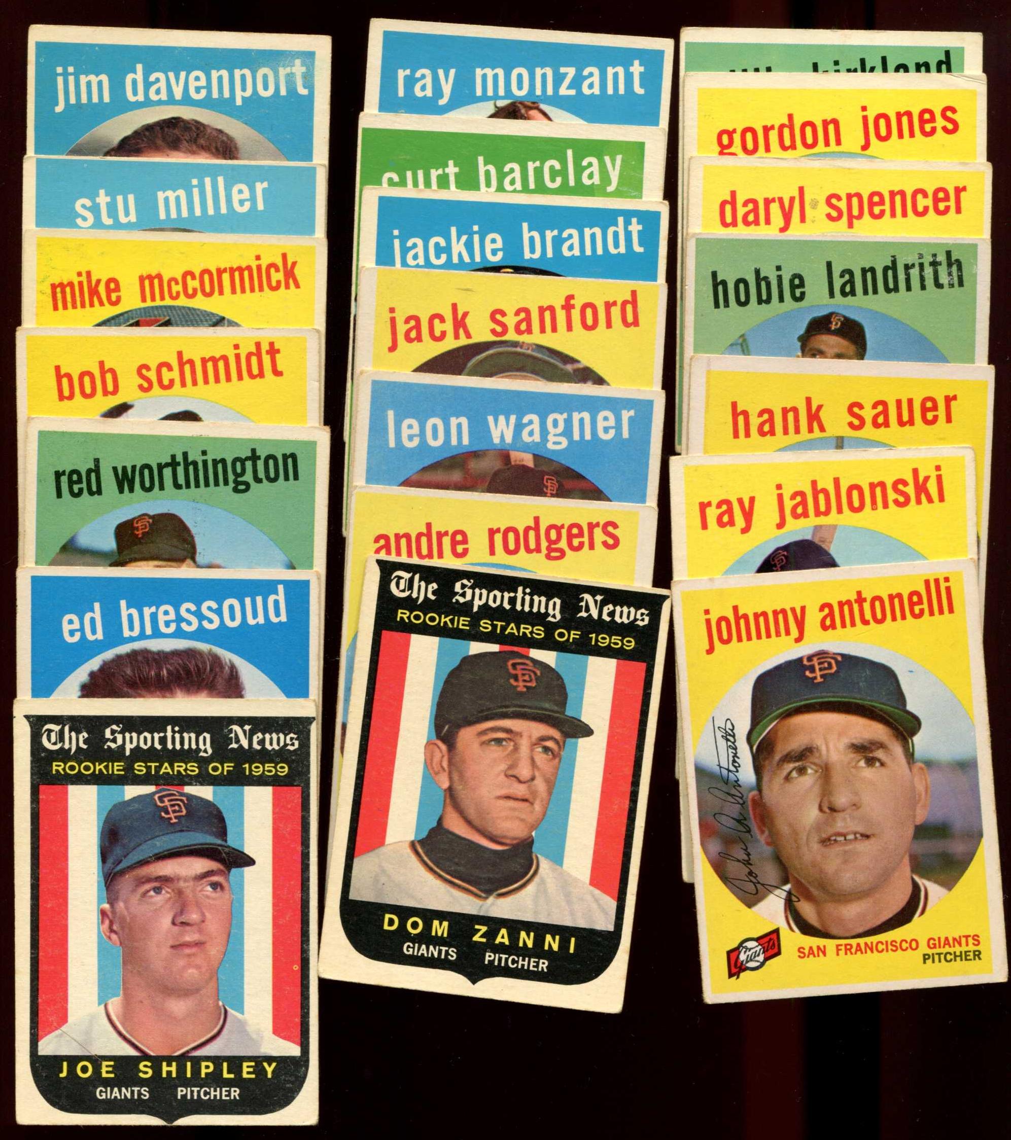 1959 Topps  - GIANTS Team Set of (21) diff. Baseball cards value
