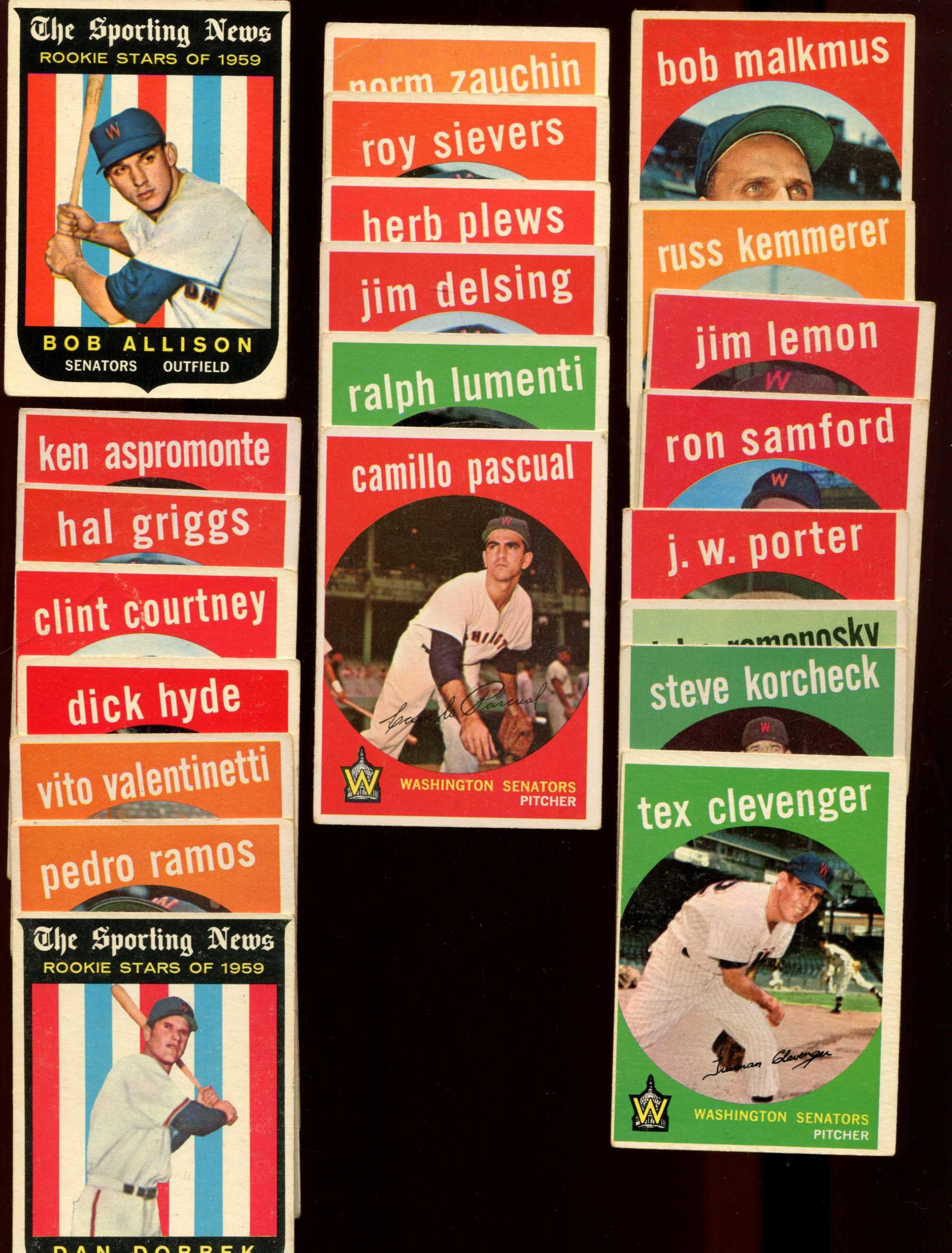 1959 Topps  - SENATORS Team Set of (22) diff. Baseball cards value