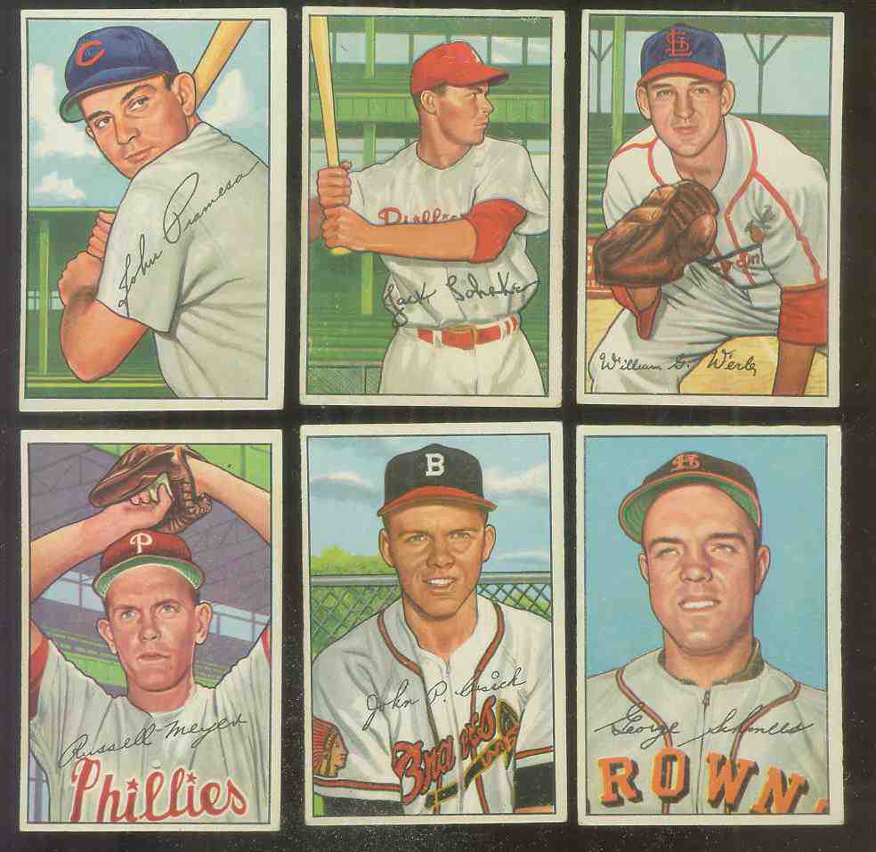 1952 Bowman #220 Russ Meyer [#x] (Phillies) Baseball cards value