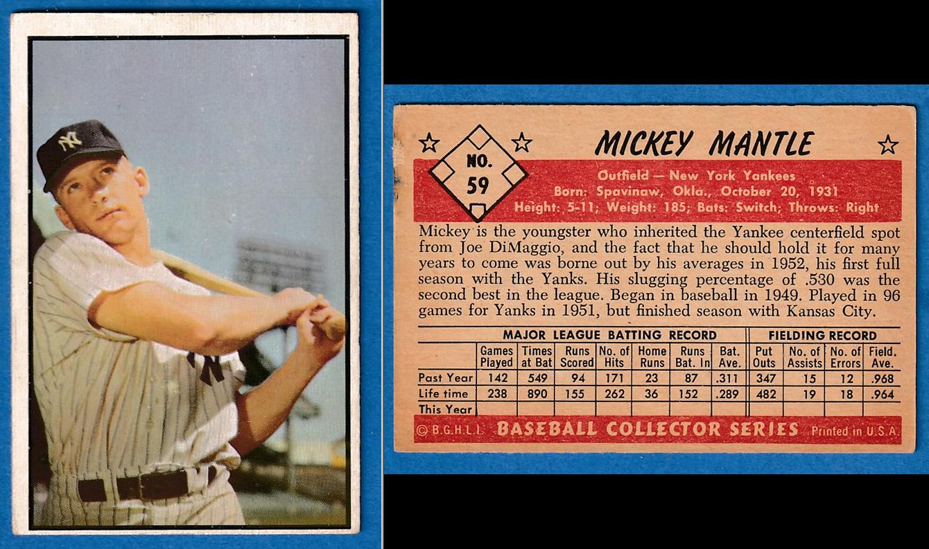 1953 Bowman Color # 59 Mickey Mantle (Yankees) Baseball cards value