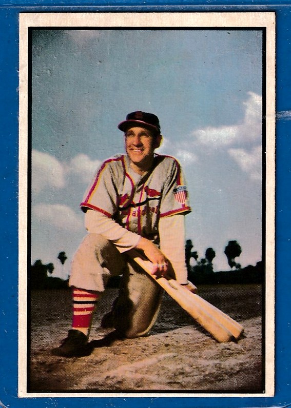 1953 Bowman Color # 81 Enos Slaughter (Cardinals) Baseball cards value