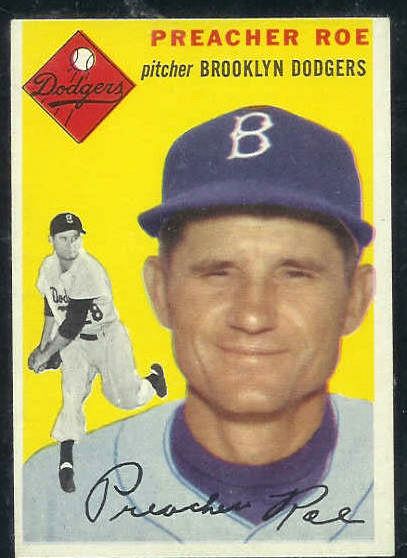 1954 Topps # 14 Preacher Roe [#] (Brooklyn Dodgers) Baseball cards value