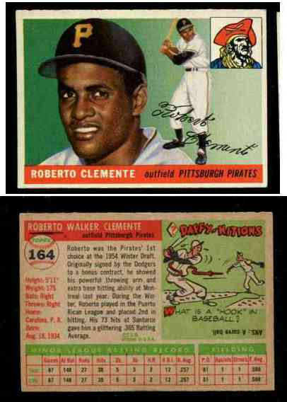 1955 Topps #164 Roberto Clemente ROOKIE [#j2] SCARCE HIGH NUMBER (Pirates) Baseball cards value