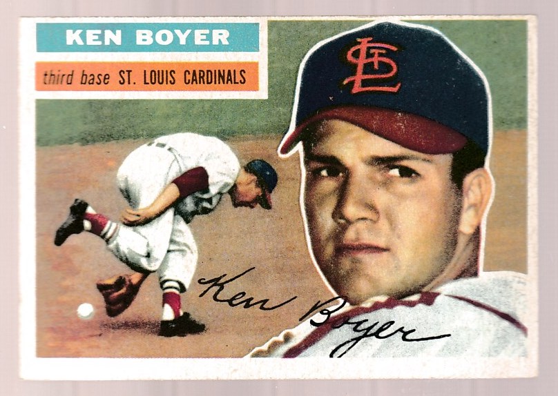 1956 Topps # 14 Ken Boyer  [WB] (2nd year card) [#] (Cardinals) Baseball cards value