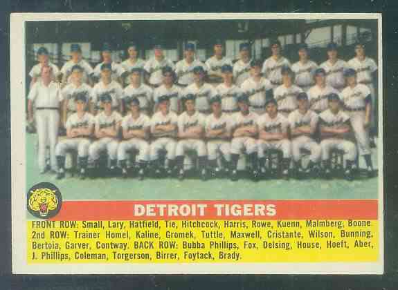 1956 Topps #213 Tigers TEAM card Baseball cards value