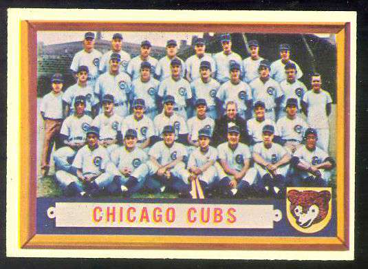 1957 Topps #183 Cubs TEAM card w/Ernie Banks [#] Baseball cards value