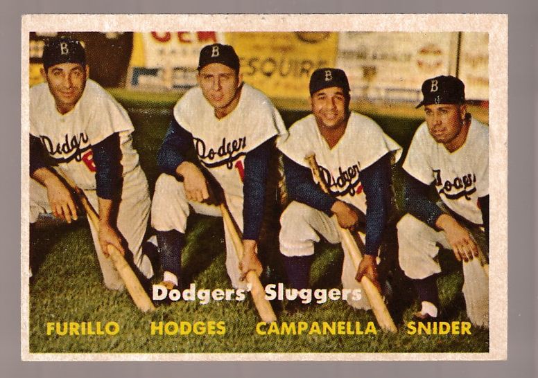 1957 Topps #400 Dodgers Sluggers [#] Baseball cards value