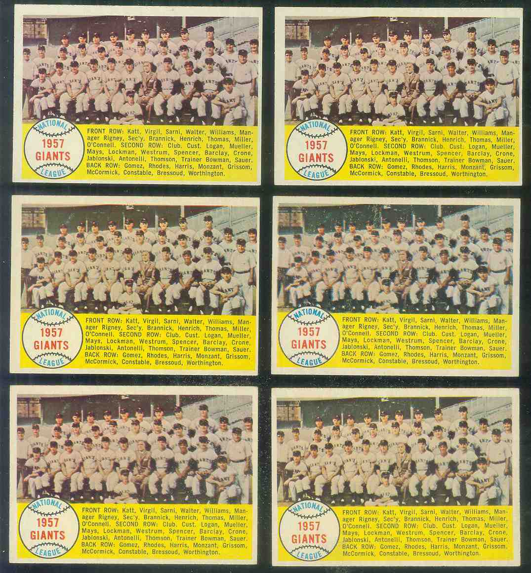 1958 Topps # 19 New York Giants TEAM card [#] Baseball cards value