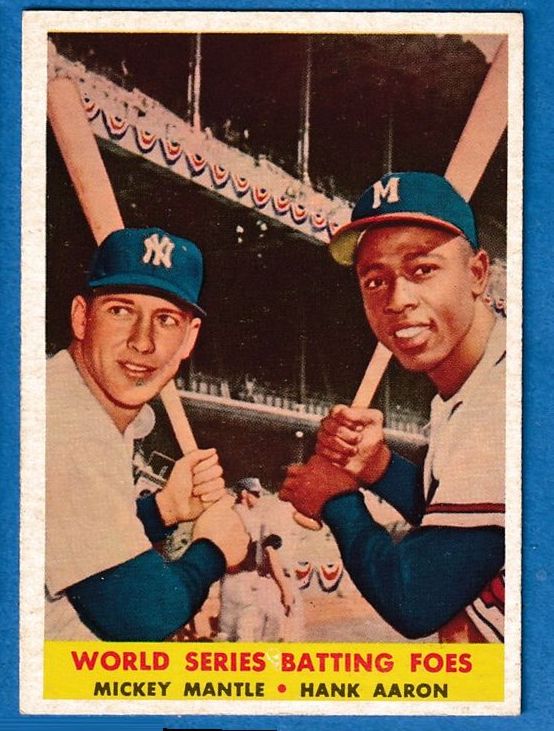 1958 Topps #418 Mickey Mantle/Hank Aaron [#] (Yankees/Braves) Baseball cards value