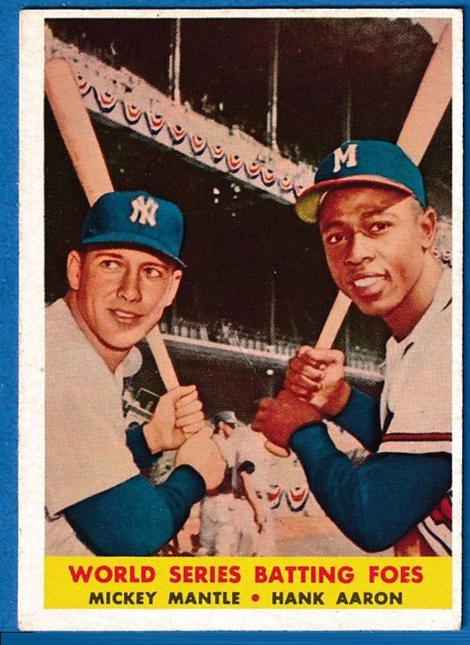 1958 Topps #418 Mickey Mantle/Hank Aaron [#] (Yankees/Braves) Baseball cards value