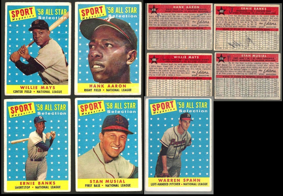 1958 Topps  -   Lot of (5) All-Stars - Willie Mays,Hank Aaron,Stan Musial.. Baseball cards value