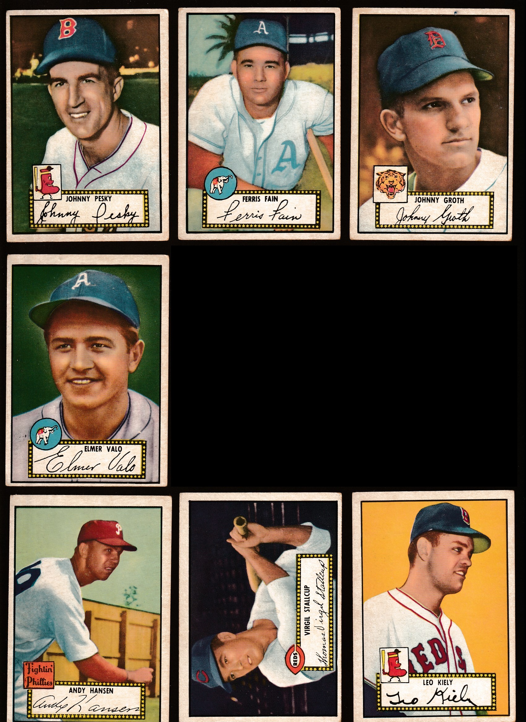 1952 Topps # 69 Virgil Stallcup BLACK-BACK (Reds) Baseball cards value