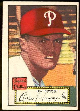 1952 Topps # 44 Con Dempsey BLACK-BACK (Phillies) Baseball cards value