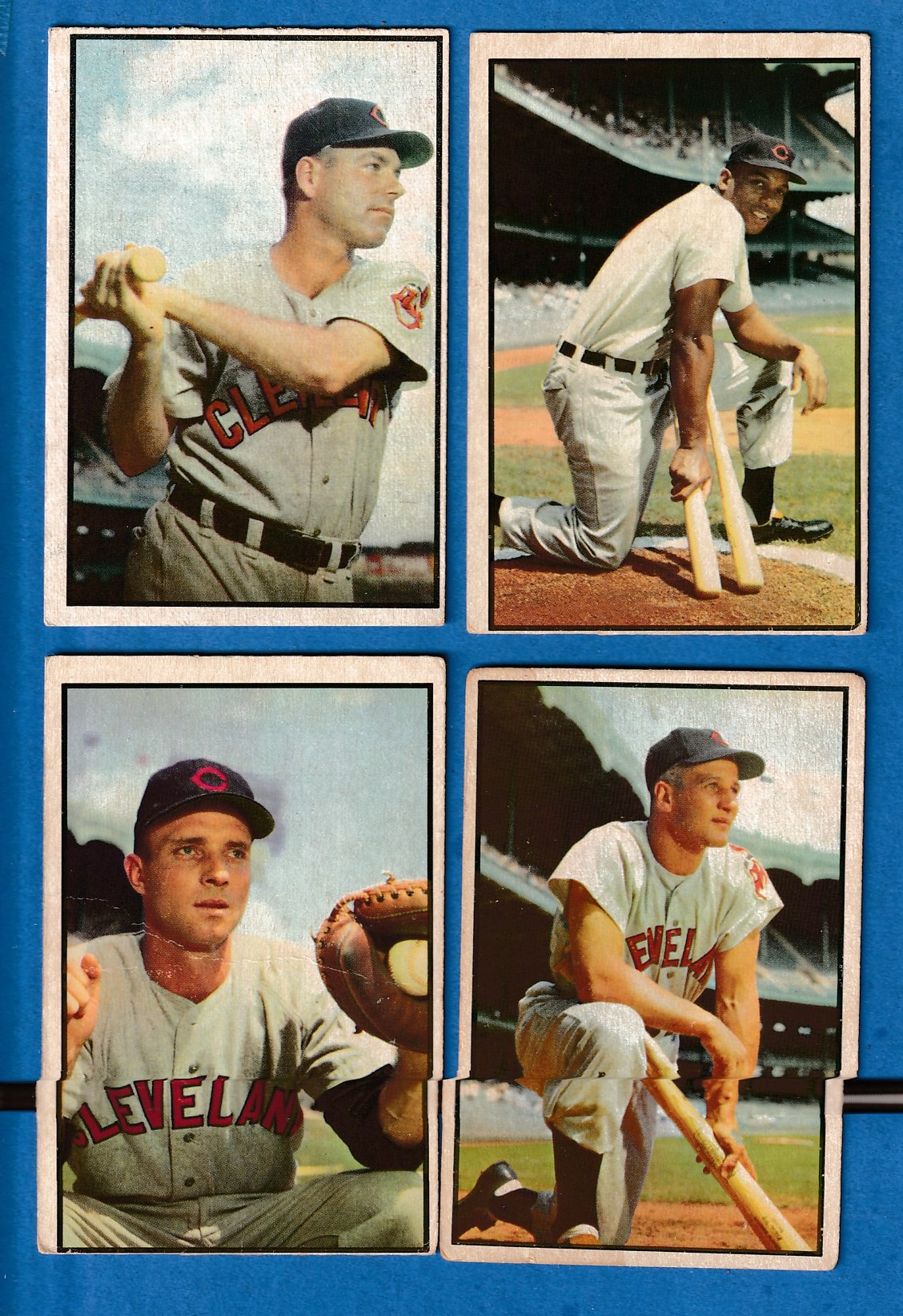 1953 Bowman Color  - INDIANS - Lot of (4) different Baseball cards value