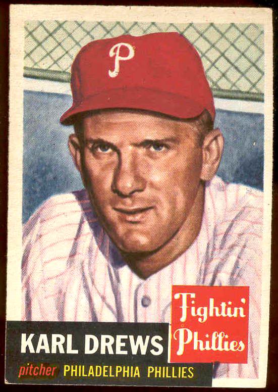 1953 Topps # 59 Karl Drews (Phillies) Baseball cards value