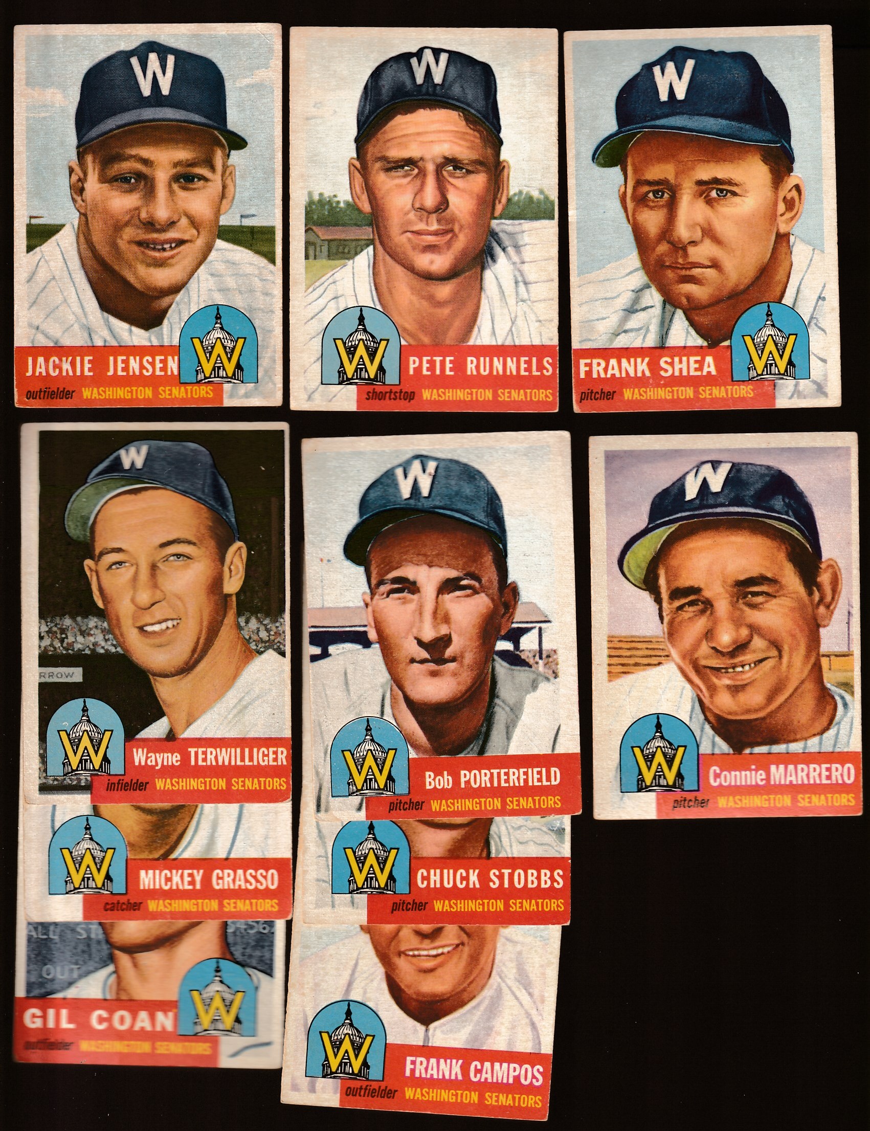 1953 Topps  - WASHINGTON SENATORS - Starter Team Set (9/14) Baseball cards value