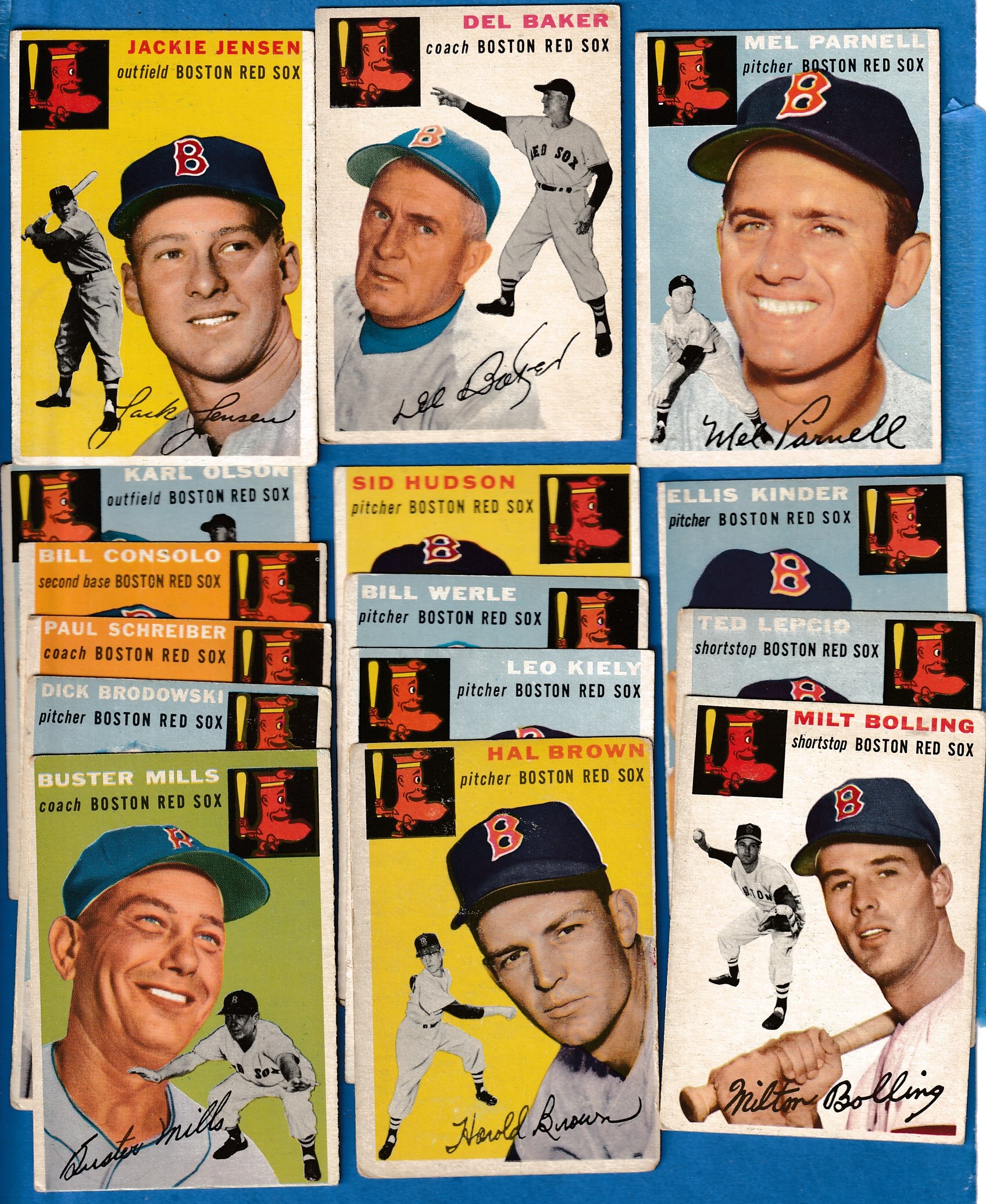  Boston Red Sox - 1954 Topps Near Complete TEAM SET (15/17 cards) Baseball cards value