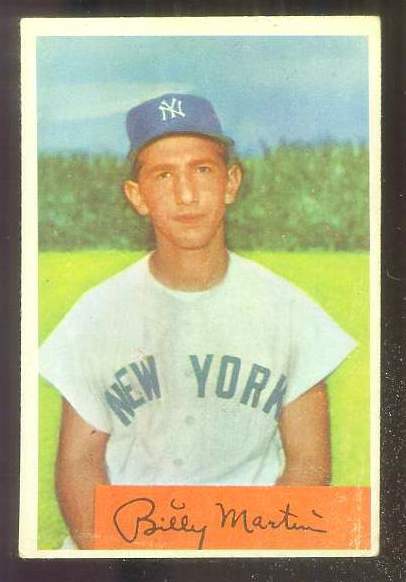 1954 Bowman #145A Billy Martin VARIATION '.985/.983 FA' (Yankees) Baseball cards value