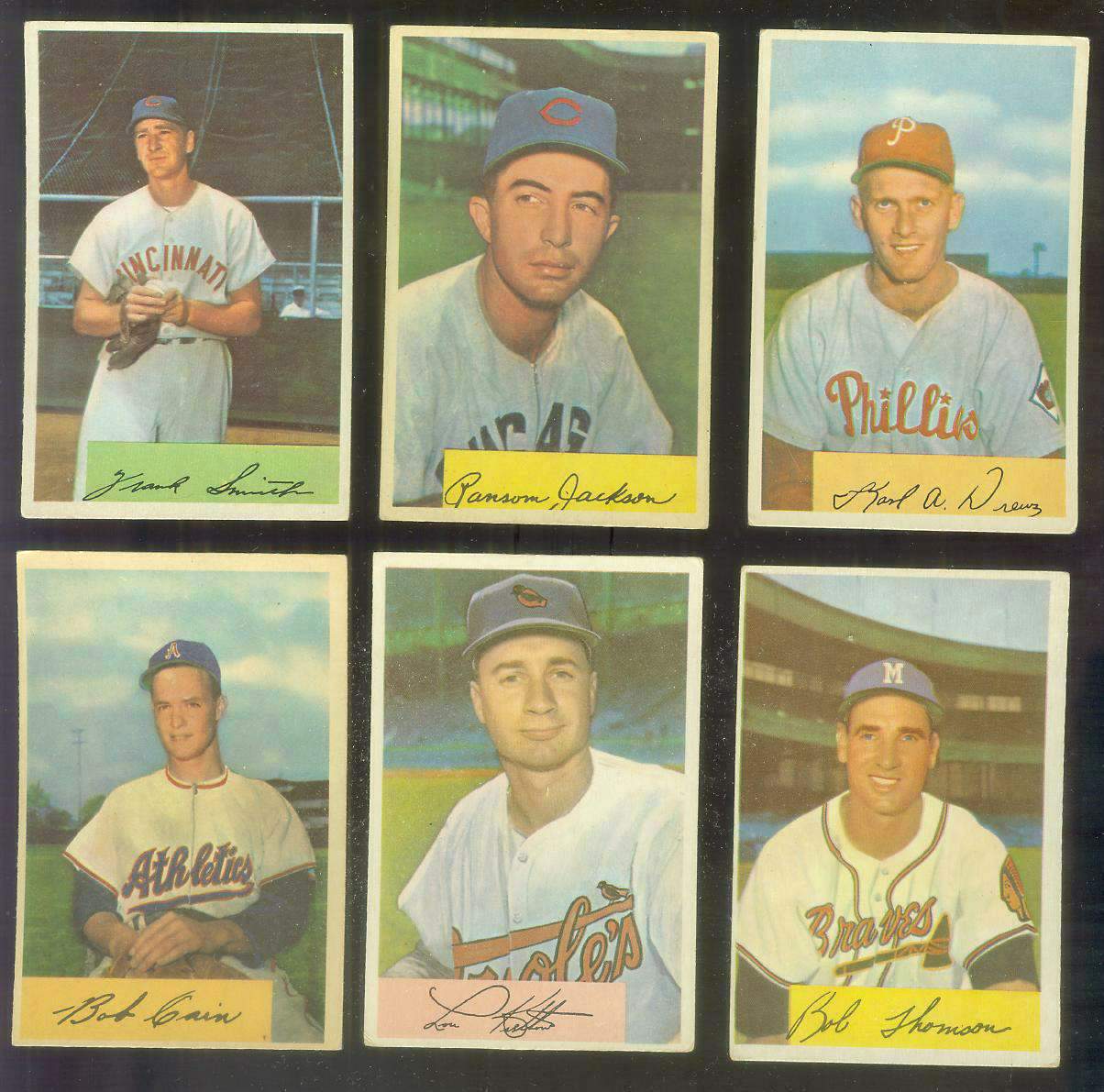 1954 Bowman #201 Bobby Thomson [#x] (Braves) Baseball cards value