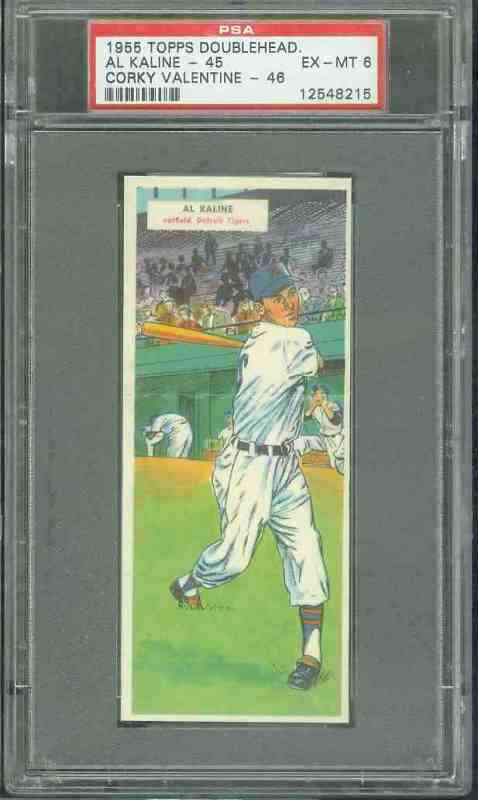 1955 Topps DoubleHeader #.45 AL KALINE / #46 Harold 'Corky' Valentine Baseball cards value