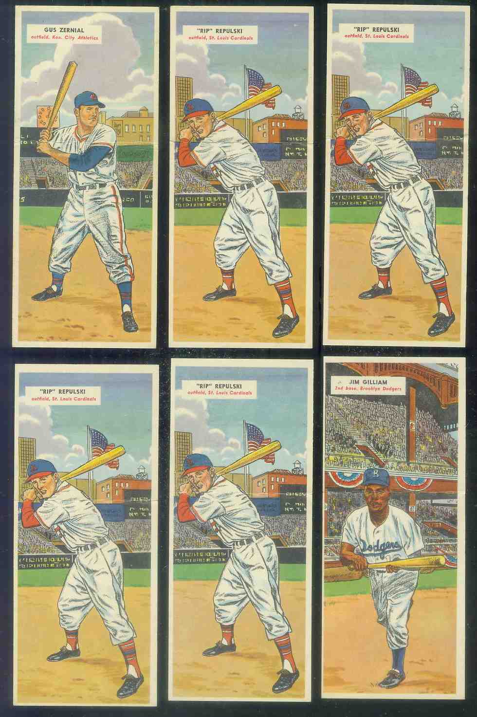 1955 Topps DoubleHeader #129 Junior Gilliam / #130 Ellis Kinder Baseball cards value