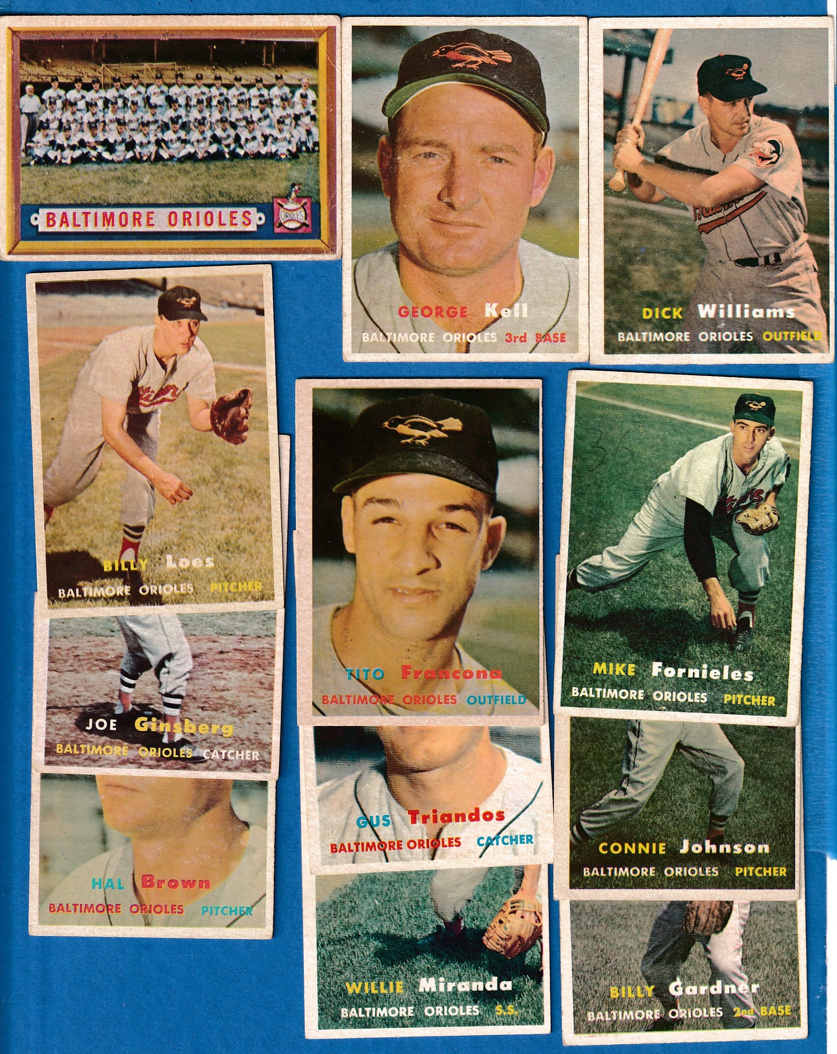1957 Topps  - ORIOLES - Starter Team Set - (12) different Baseball cards value