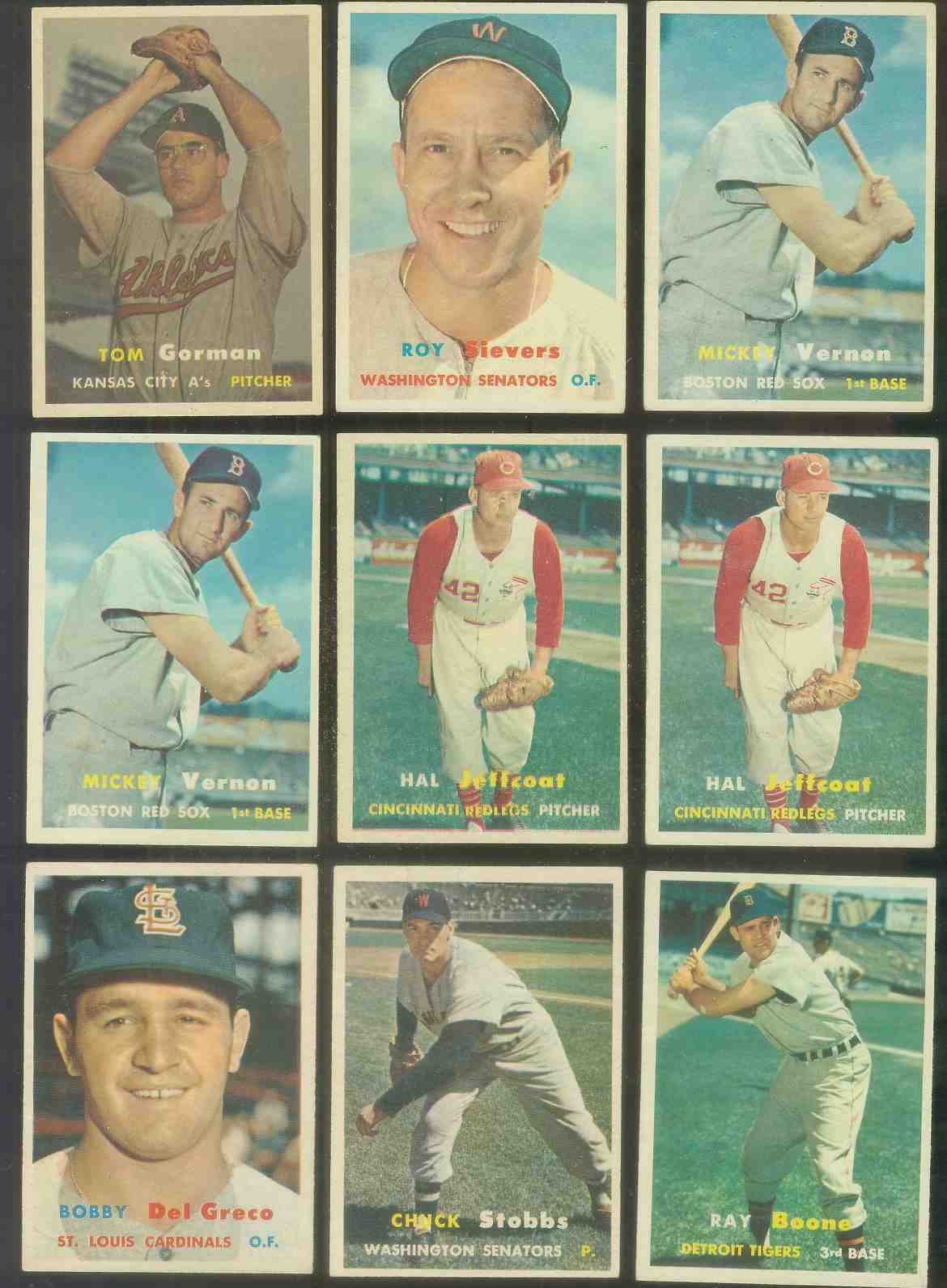 1957 Topps # 92 Mickey Vernon (Red Sox) Baseball cards value