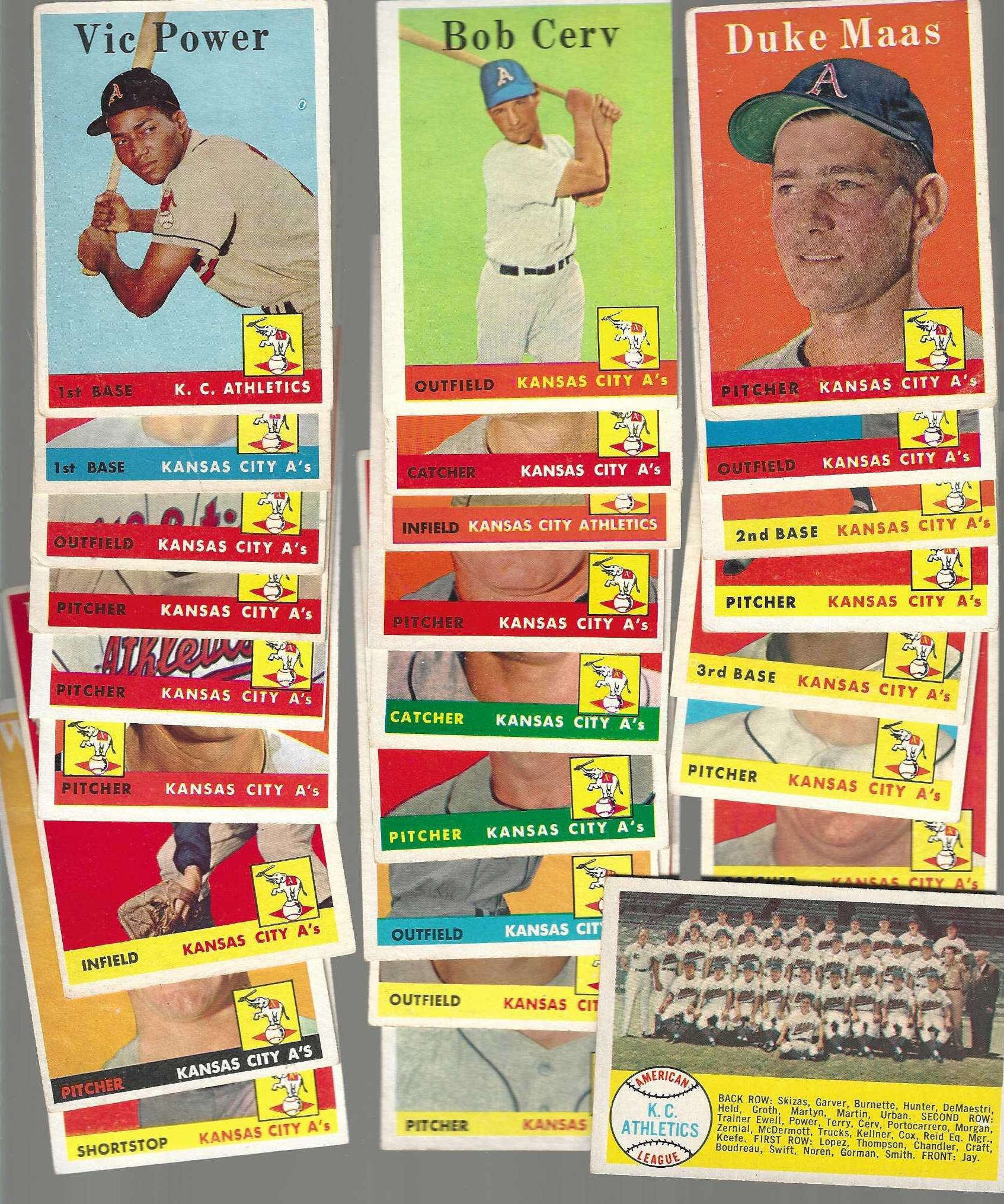 1958 Topps  -  ATHLETICS (Kansas City) COMPLETE TEAM SET (27) Baseball cards value