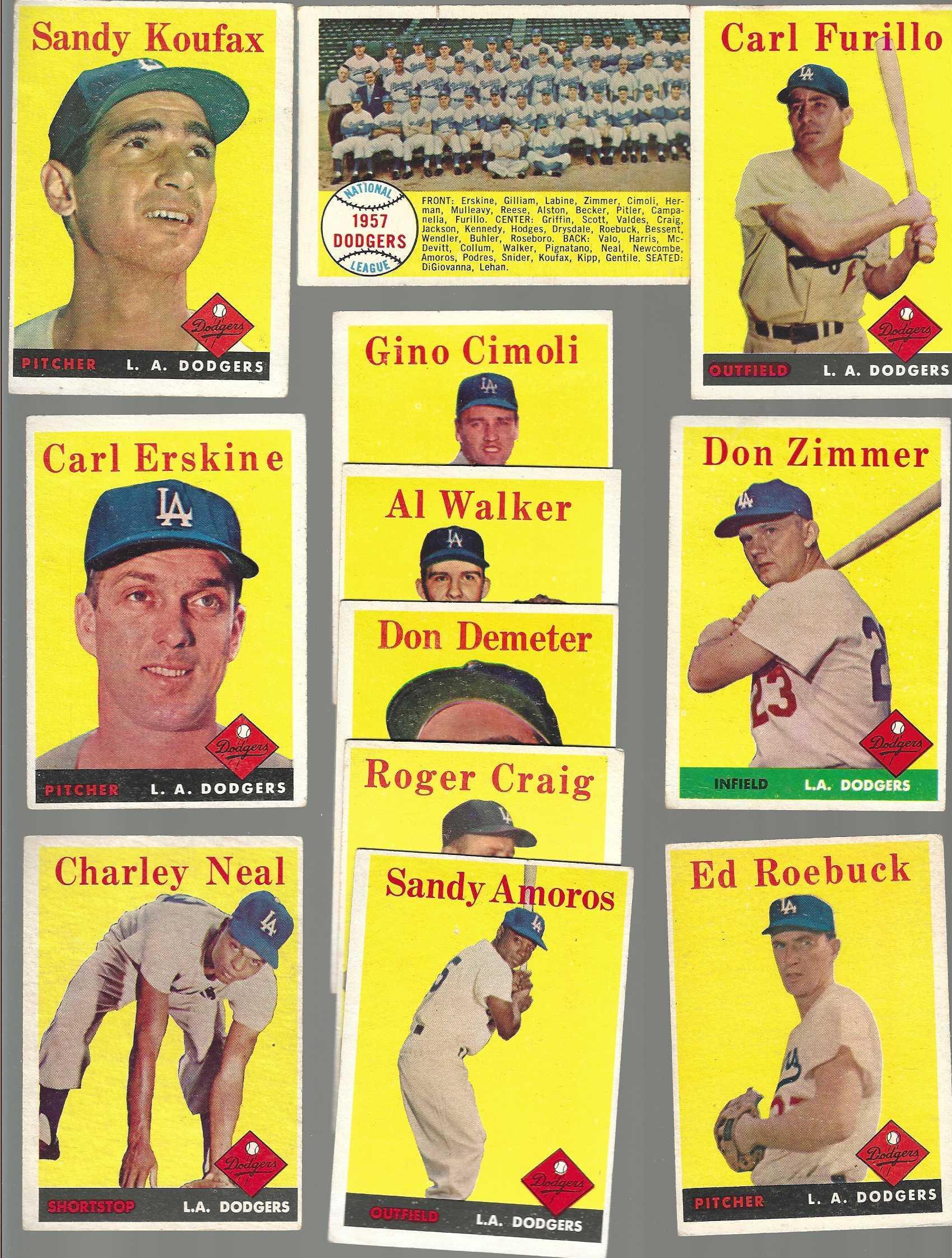 1958 Topps  - DODGERS Starter Team Set - (17) diff. Baseball cards value