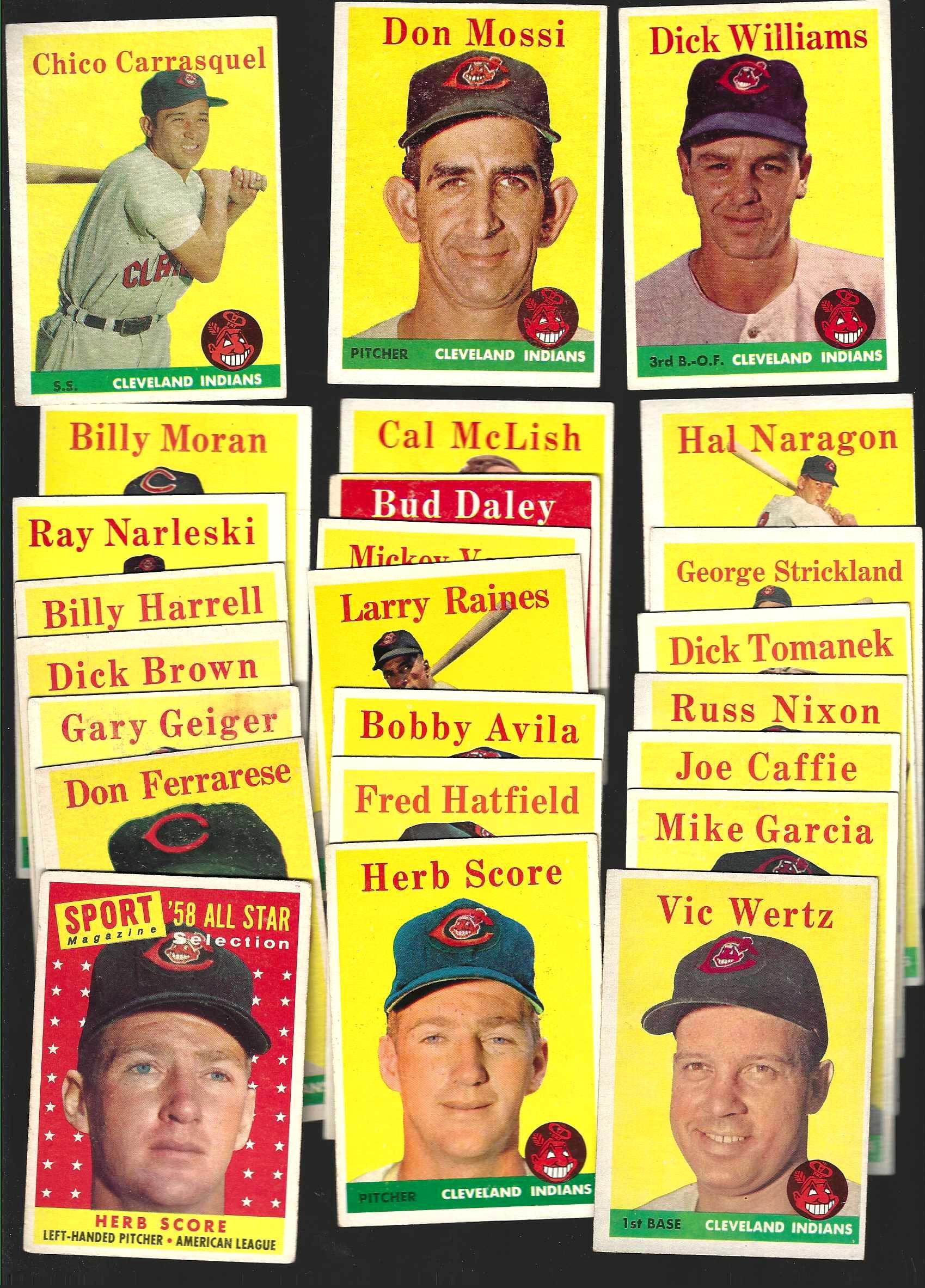 1958 Topps  - INDIANS Starter Team Set (23/32) + Bonus Score All-Star Baseball cards value