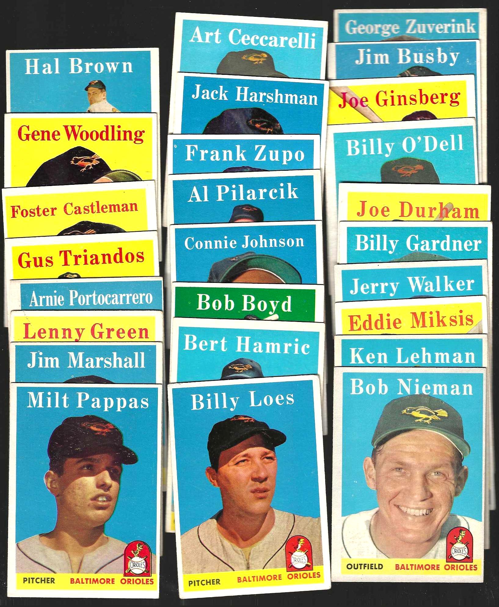 1958 Topps  - ORIOLES Near Complete TEAM SET/Lot (26/30) Baseball cards value