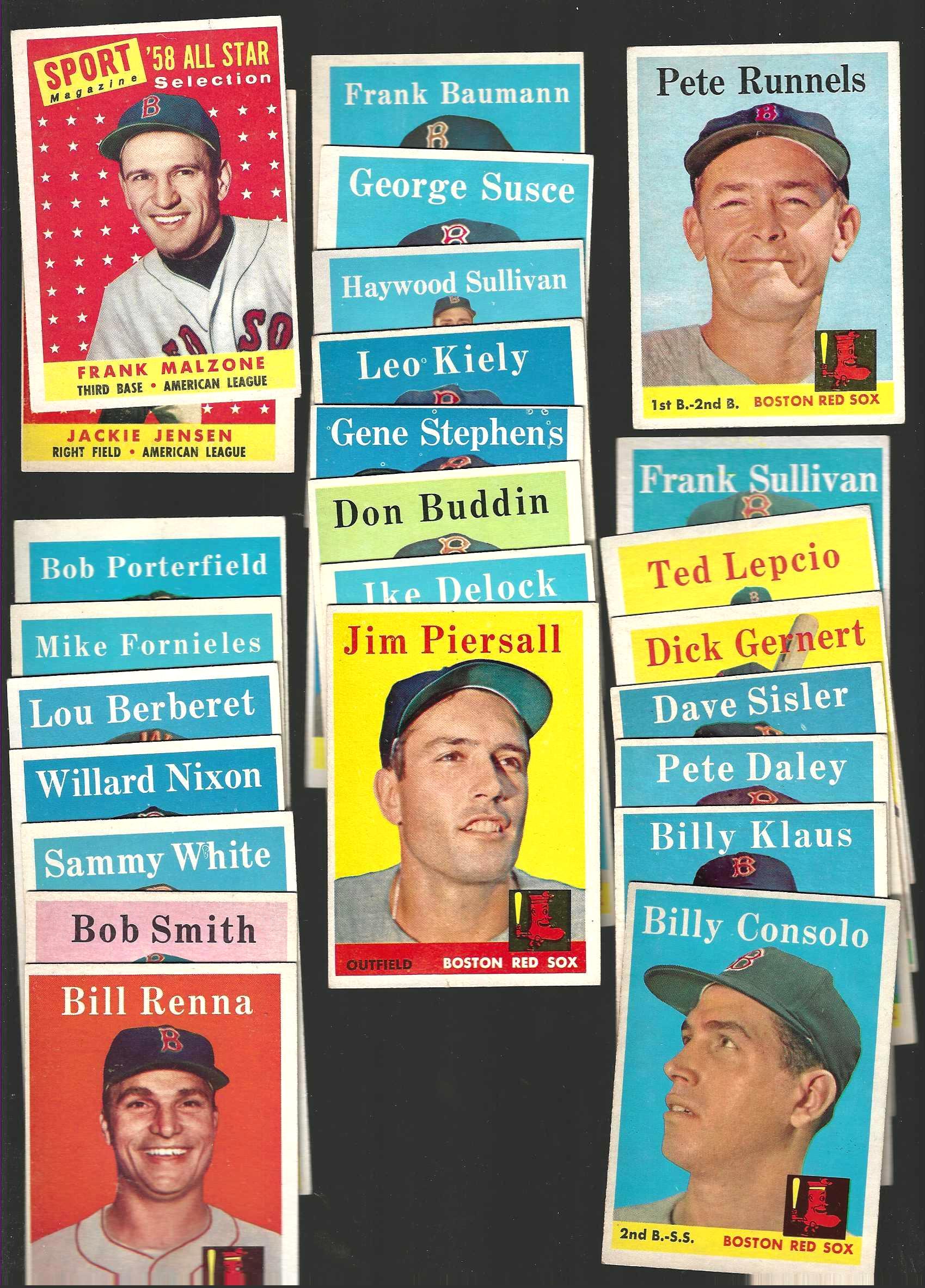1958 Topps  - RED SOX Near Complete Team Set (28/30) + 2 Bonus cards Baseball cards value