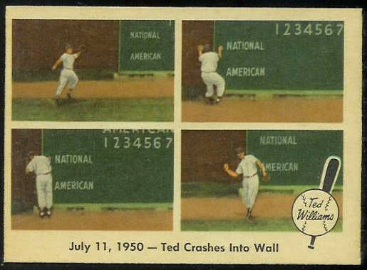 1959 Fleer Ted Williams #40 'Ted Crashes into Wall' [#x] (Red Sox) Baseball cards value
