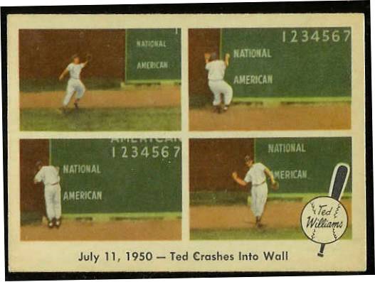 1959 Fleer Ted Williams #40 'Ted Crashes into Wall' [#c] (Red Sox) Baseball cards value