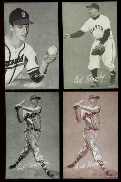 1947-66 Exhibits #281 Warren Spahn ('M' on cap) Baseball cards value