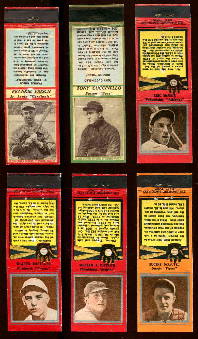 1936 Diamond Matchbooks - Frankie Frisch RED (Cardinals) Baseball cards value
