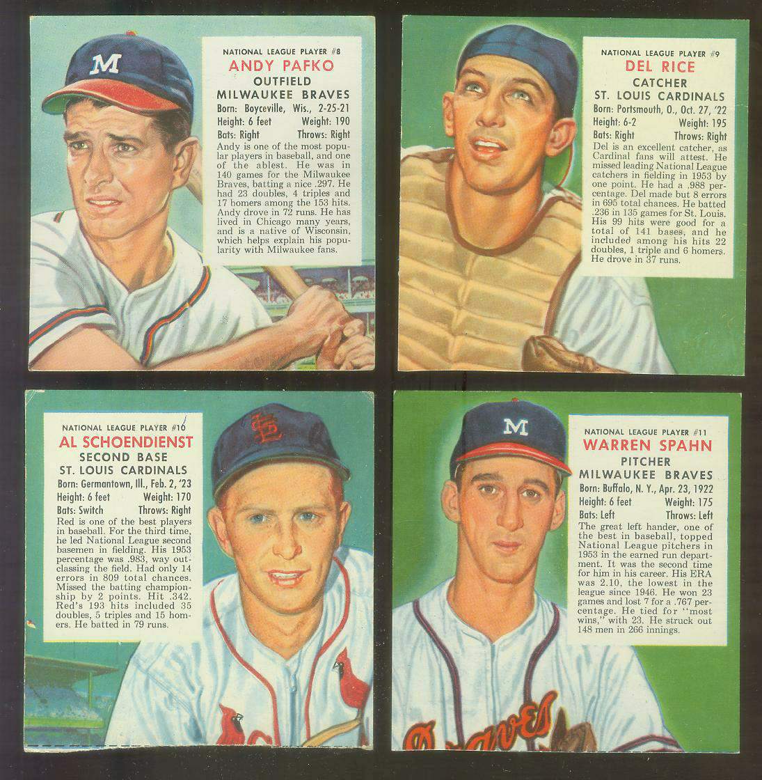 1954 Red Man #NL11 Warren Spahn (Braves) Baseball cards value