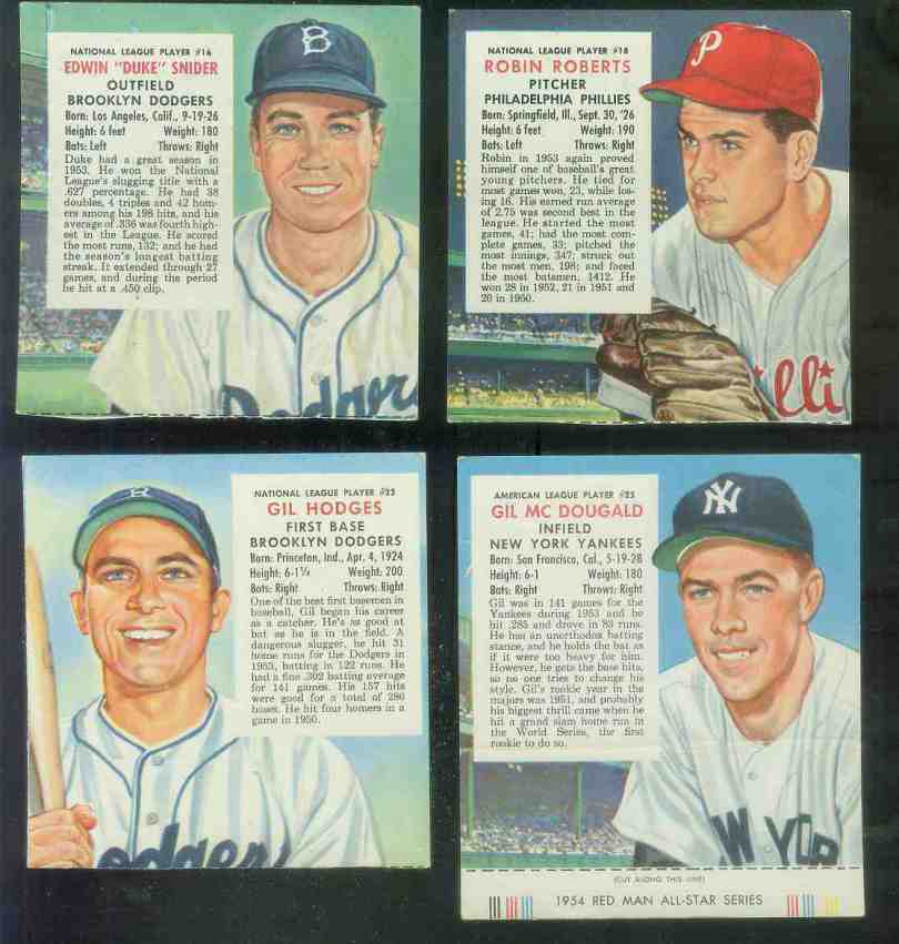 1954 Red Man #NL22 Gil Hodges (Dodgers) Baseball cards value